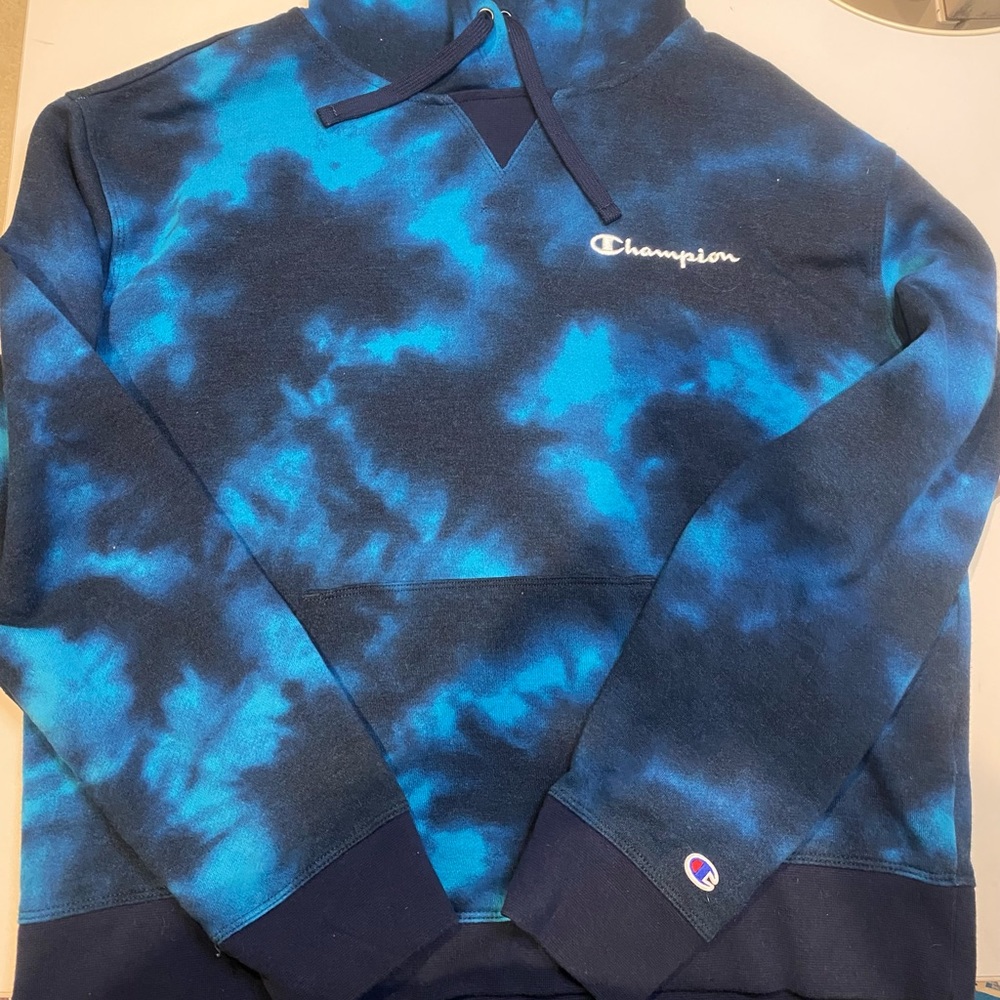 Juniors Champion Blue Tie Dye Hoodie